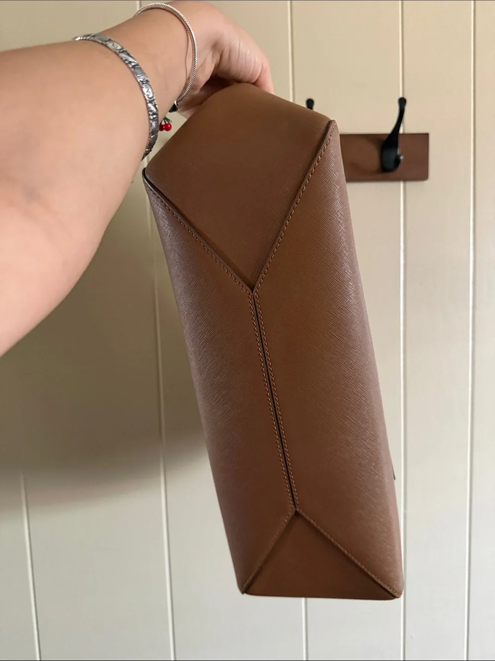 Tory Burch Brown Leather Tote with Gold Logo